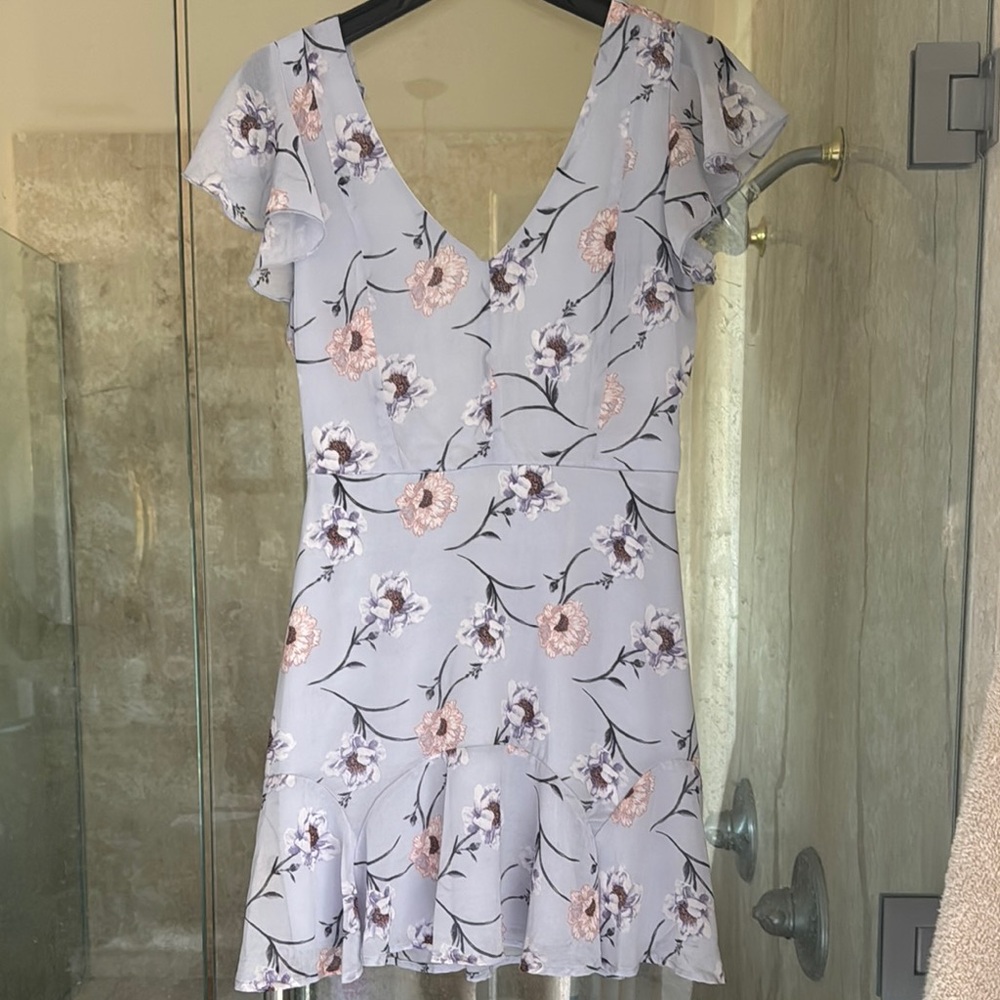 Floral V-Neck Ruffle Sleeve Dress